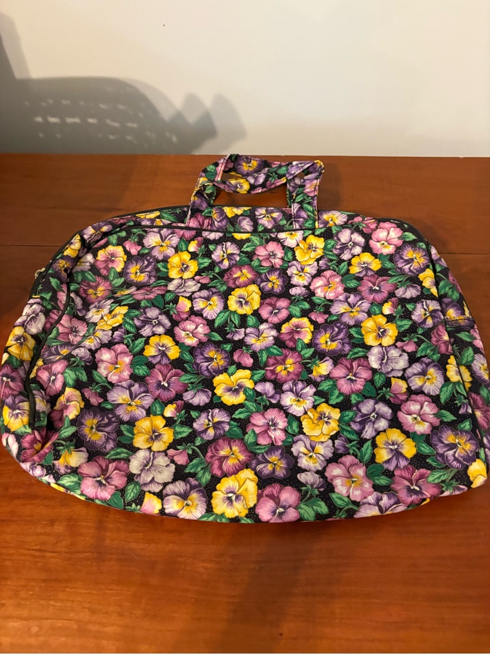 Vintage Pansy Floral Travel Garment Bag & Makeup Case Ted Lapidus Paris - Picture 5 of 12